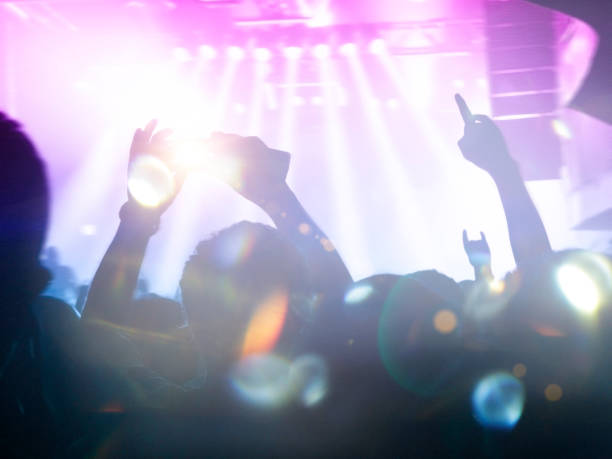 istock Concert stage, people are visible waving and clapping, silhouettes are visible 1192977706