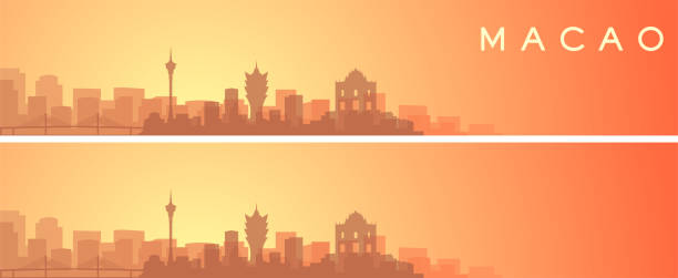 bildbanksillustrationer, clip art samt tecknat material och ikoner med macau vackra skyline scenery banner - macao