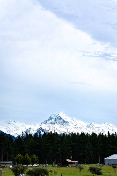 istock Snowcapped Mountain Peak Over Remote Farm 1192981838