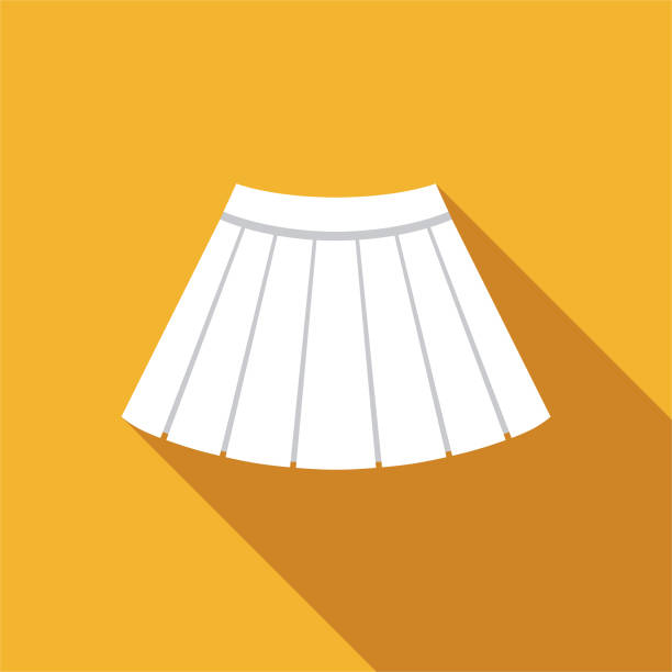 Tennis Skirt Icon A flat design tennis icon with a long shadow. File is built in the CMYK color space for optimal printing. Color swatches are global so it’s easy to change colors across the document. tennis outfit stock illustrations