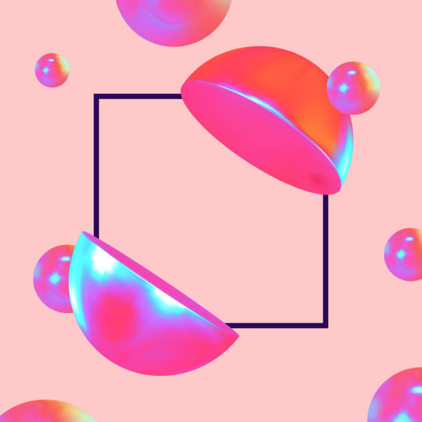 istock Abstract geometric background with ball and spheres. Minimal trendy poster and banner. Realistic metallic round and semicircular shapes of objects. 3d design elements. Backdrop geometry. 1192988027