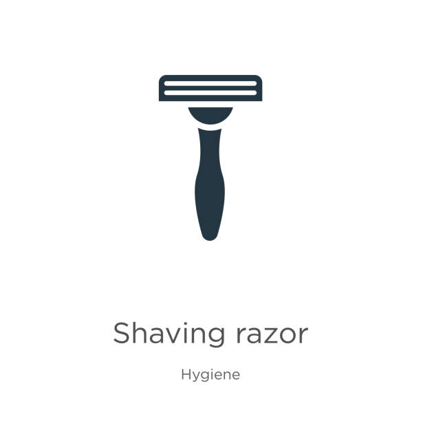 Shaving razor icon vector. Trendy flat shaving razor icon from hygiene collection isolated on white background. Vector illustration can be used for web and mobile graphic design, logo, eps10 Shaving razor icon vector. Trendy flat shaving razor icon from hygiene collection isolated on white background. Vector illustration can be used for web and mobile graphic design, logo, eps10 safety razor stock illustrations