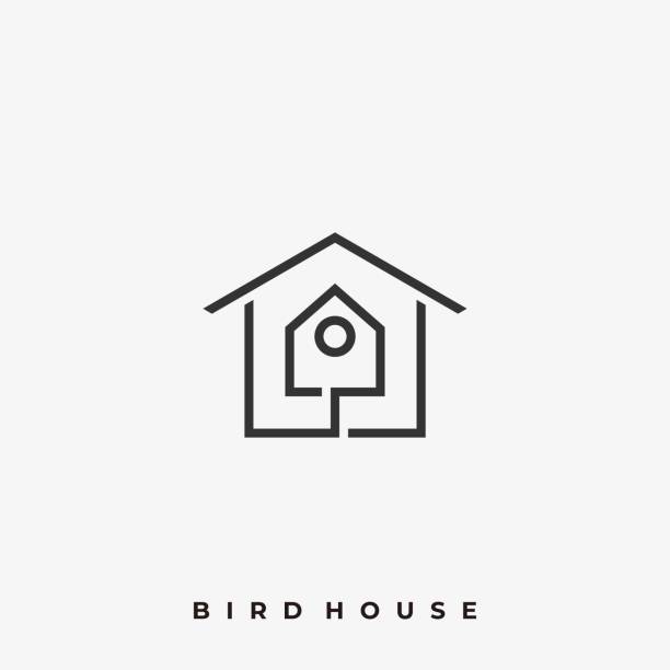 szablon wektora ilustracji bird house - birdhouse birds nest box isolated stock illustrations