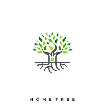 Home Tree Illustration Vector Template. Suitable for Creative Industry, Multimedia, entertainment, Educations, Shop, and any related business.