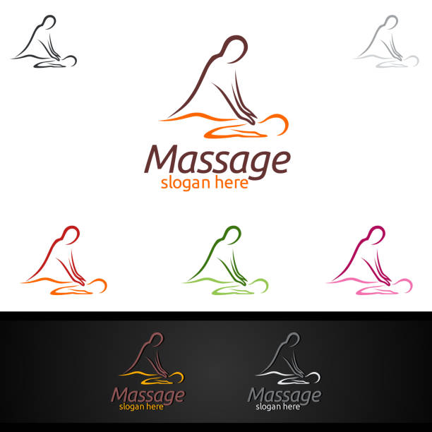 ilustraciones, imágenes clip art, dibujos animados e iconos de stock de símbolo de masaje - massage therapist massaging sport spa treatment