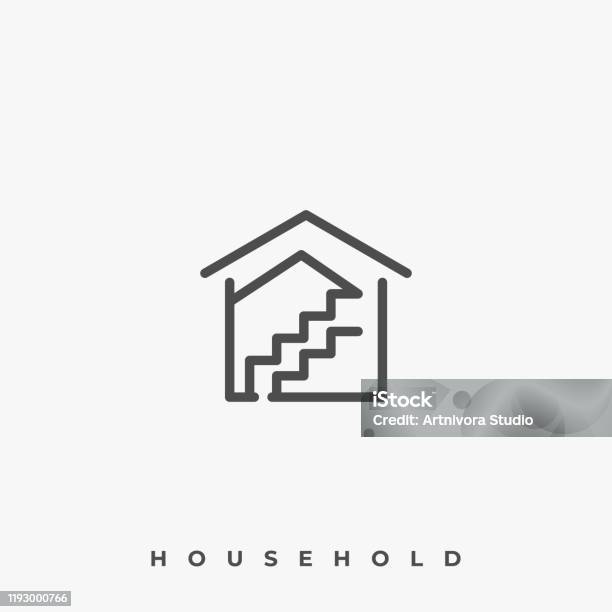 House Mold Illustration Vector Template Stock Illustration - Download Image Now - Logo, Staircase, Steps