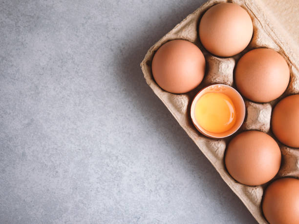 istock Organic chicken eggs food ingredients concept 1193000975