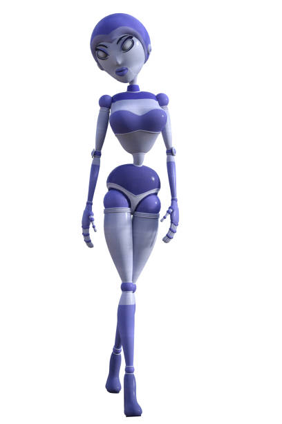 istock Retro Woman robot isolated on white, 3d render. 1193003910