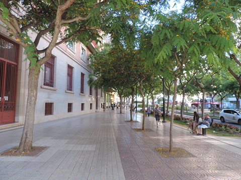 Castellon de la Pena, Spain - June 23 2016: Castellon is the center of the province, but it is one of the most relaxing places in Spain. Very clean, and not so many tourists. People enjoying their life in tranquil atmosphere.