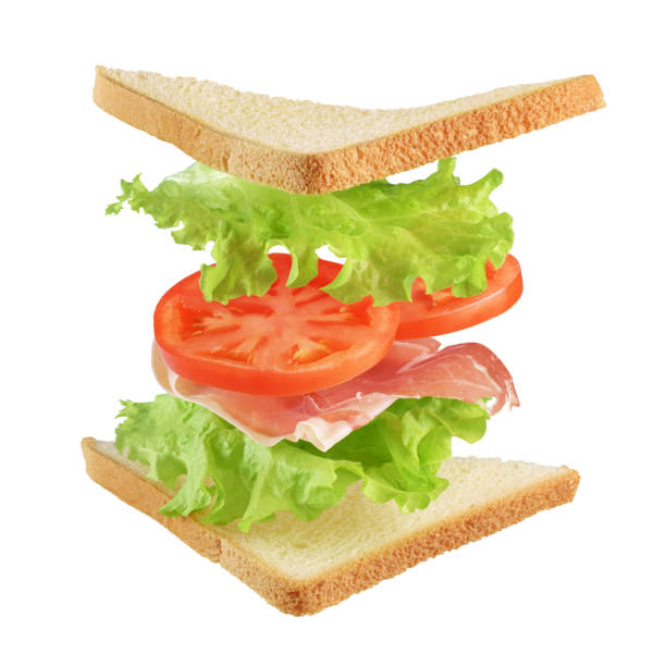 istock Sandwich with with flying ingredients isolated on white 1193008111