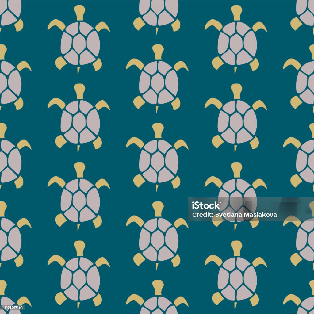Turtle Hand Patterns Hand Drawn Seamless Pattern With Turtles Vector Illustration Eps 10 ...