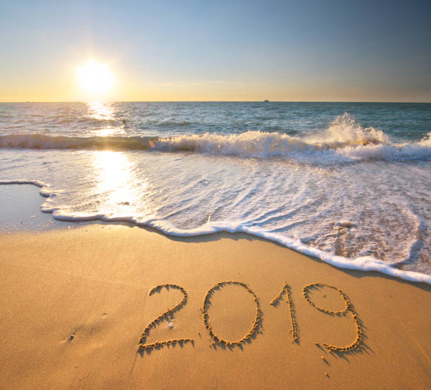 istock 2019 year on the sea shore. 1193022678