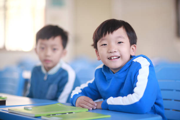 istock Young boy reading at his desk in a classroom 1193028254
