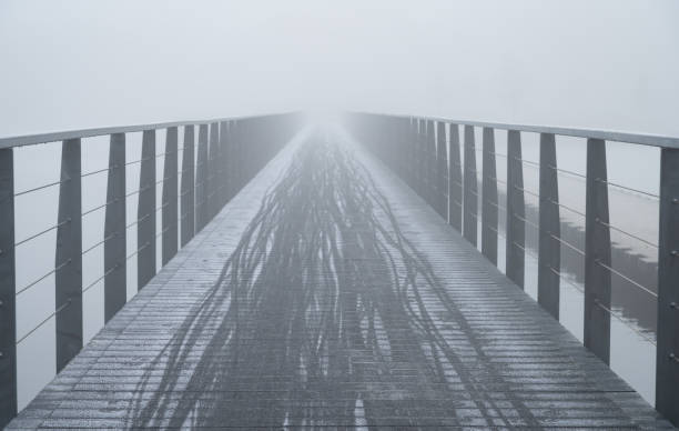istock Small bridge in the fog 1193028725