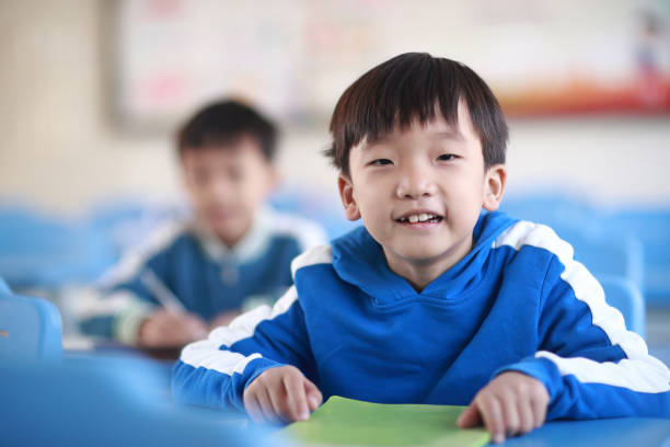 istock Young boy reading at his desk in a classroom 1193029448