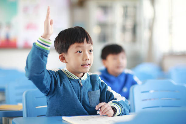 istock Young boy reading at his desk in a classroom 1193029500