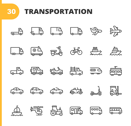 30 Transportation Outline Icons.