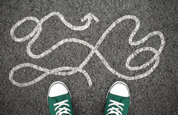 istock Messy line chalk drawing on the road 1193033456