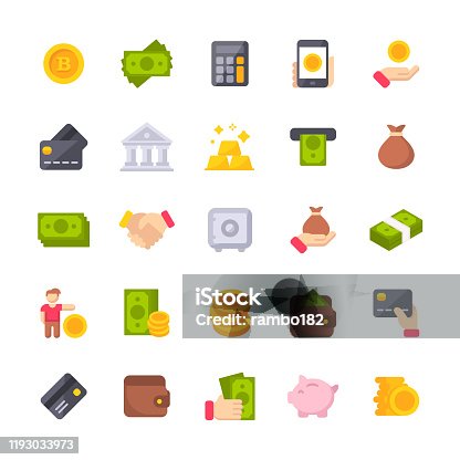 istock Money Flat Icons. Material Design Icons. Pixel Perfect. For Mobile and Web. Contains such icons as Isometric Money, Dollar Bill, Credit Card, Banking, Wallet, Coins, Money Bag, Currency Exchange, Coin, Bitcoin, Cryptocurrency. 1193033973