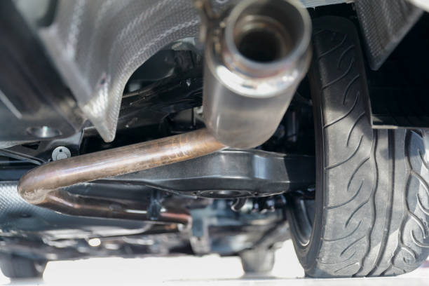 istock Car suspension and exhaust pipe 1193037157