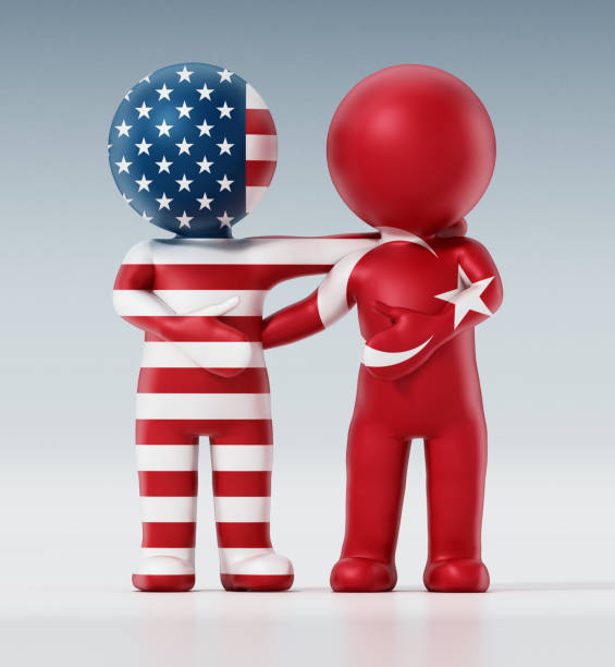 istock 3D faceless figures with USA and Turkey flags handshaking and greeting each other 1193041273
