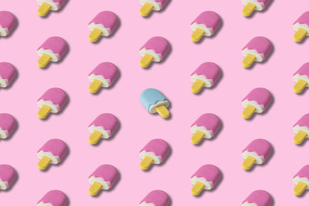 istock Creative art made of pink and blue ice cream pattern. Think different abstract. 1193042136