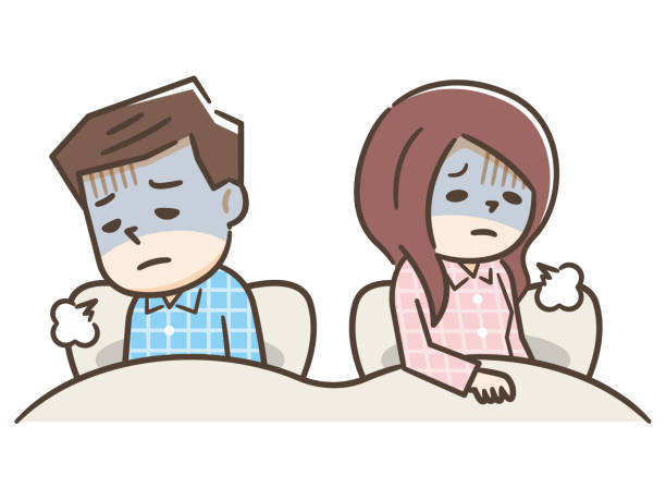 ilustrações de stock, clip art, desenhos animados e ícones de asian couples quarrel sit in bed ,they argue not to talk to each other. they are unhappy - erectile dysfunction