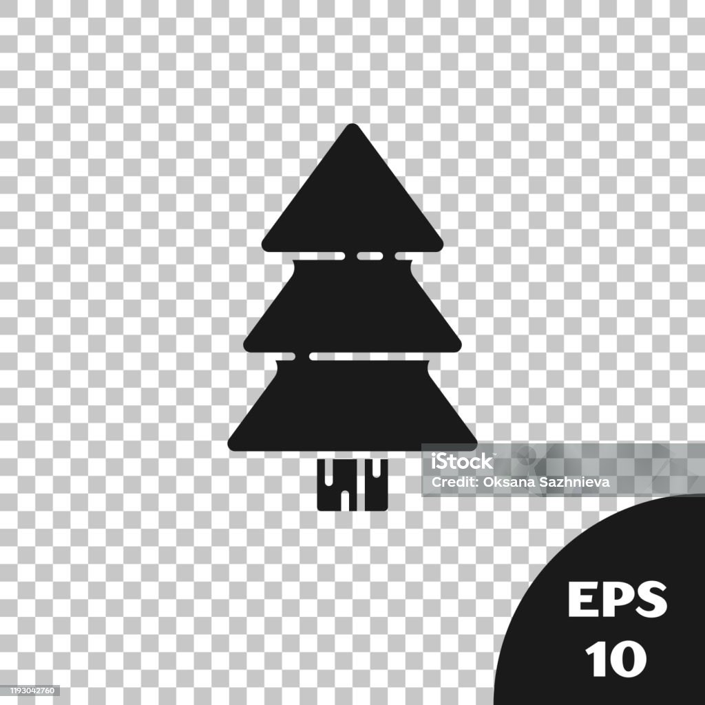 Zwarte Kerstboom Icoon Geïsoleerd Op Transparante Achtergrond Vrolijk Zwarte Kerstboom Icoon Geïsoleerd Op Transparante Achtergrond Vrolijk