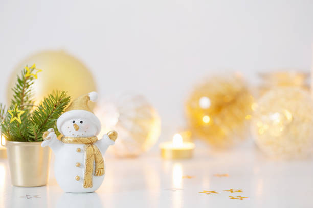 istock Christmas decorations with little ceramic snowman 1193045398