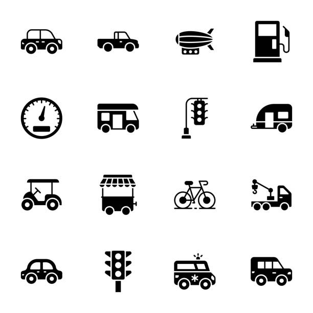 kfz-glyphen-icons-pack - winnebago stock-grafiken, -clipart, -cartoons und -symbole