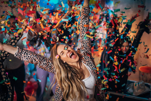 istock Lady dancing at new year's eve party 1193048761