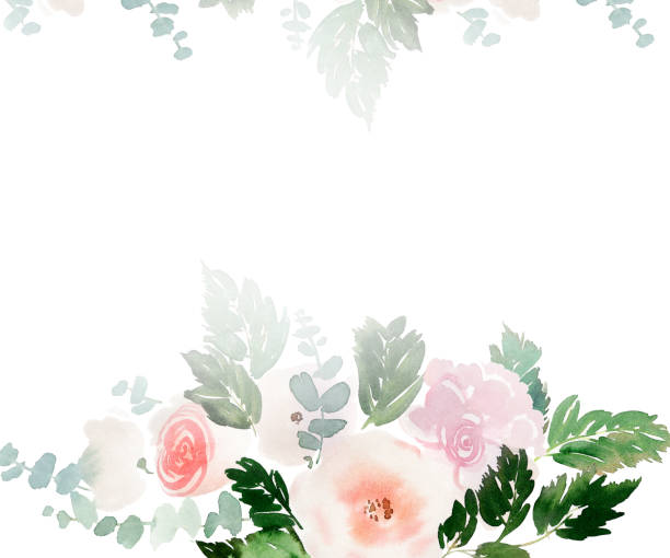 istock Greeting card with watercolor flowers handmade 1193049196