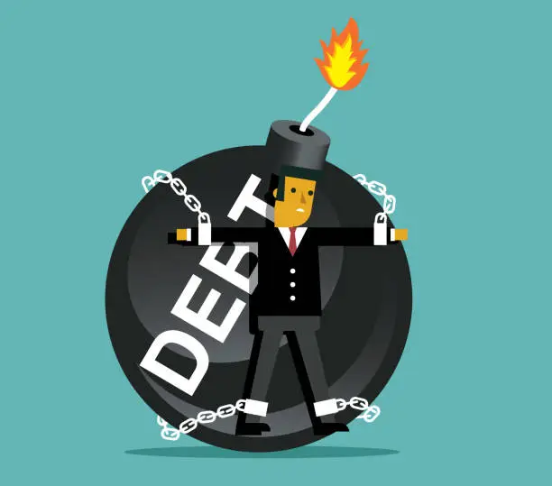 Vector illustration of Prisoner - debt - Businessman