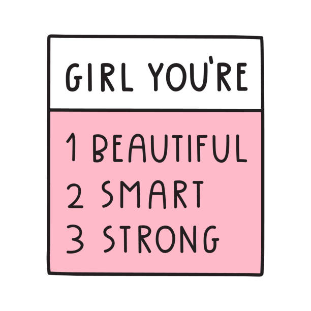 Girl you're beautiful, smart, strong. Lettering hand drawn vector illustration for greeting card, t shirt, print, stickers, posters design on white background. youre beautiful quotes stock illustrations