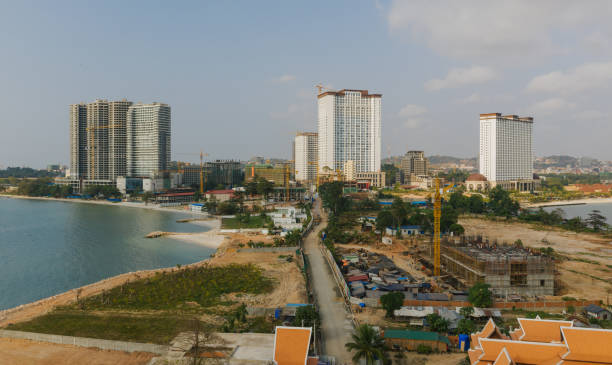 istock Construction Crane and building process in Cambodia Sihanoukville city 1193068471