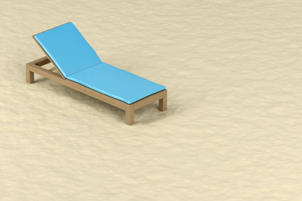 Wood sun lounger with mattress on the beach