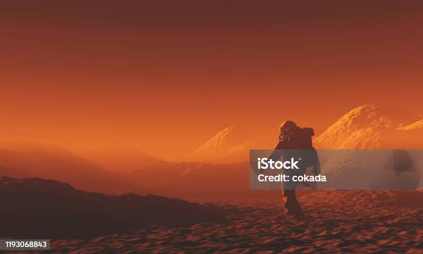 Astronaut Exploring Mars Stock Photo - Download Image Now - Mars - Planet, Astronaut, Outer Space