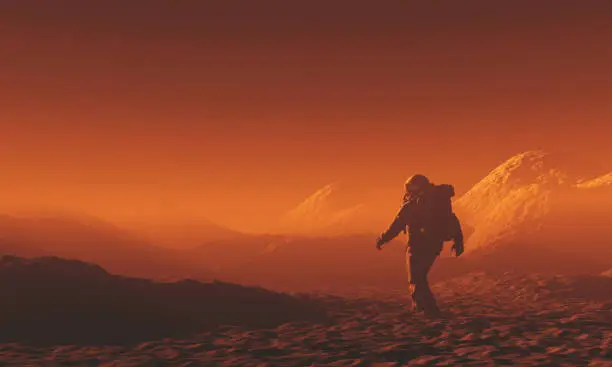 Astronaut exploring Mars.
