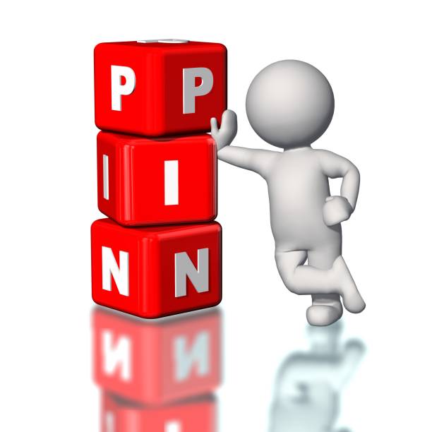 istock PIN signs represented on red cubes with 3D people and shadow on the floor 1193070325