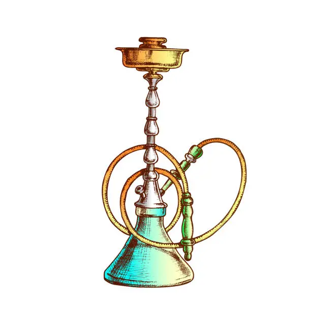 Vector illustration of Smoking Hookah Lounge Cafe Tool Vintage Vector