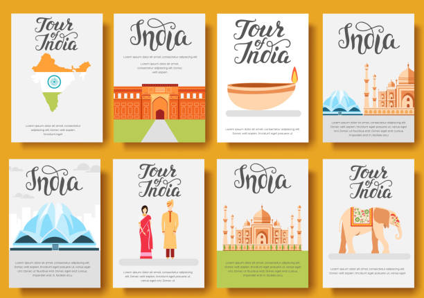 Set of India country ornament Set of India country ornament travel tour concept. Culture traditional, magazine, book, poster, abstract, element. Vector decorative ethnic greeting card or invitation design background Kurta stock illustrations