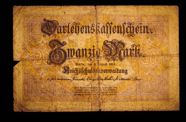 istock Deutsche Mark, back view 20 Mark Banknote  - German Banknote from 1920 - 1929 1193080142