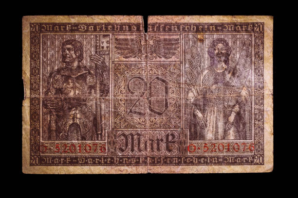 istock Deutsche Mark, back view 20 Mark Banknote  - German Banknote from 1920 - 1929 1193080199