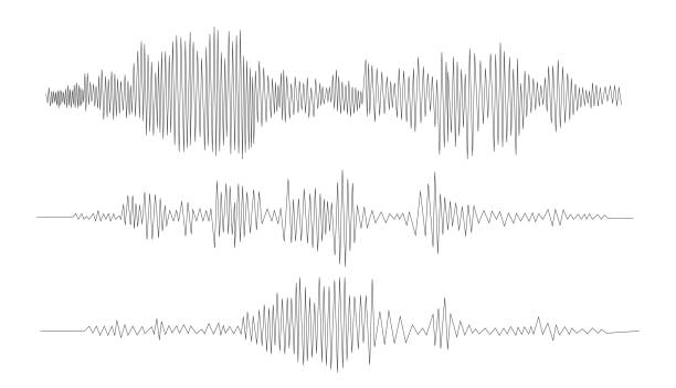 Audio technology, music sound waves vector icon illustration. Vector sound waves. Audio technology, music sound waves vector icon illustration. Vector sound waves. sound wave stock illustrations