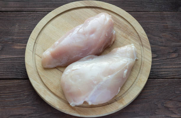 istock Raw chicken fillet on a wooden cutting Board 1193092408