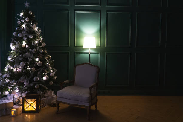 istock Christmas decor with toys decorated Christmas tree 1193092512