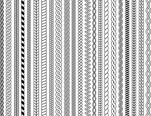 wzór warkoczów. ozdobne warkocze dziewiarskie moda kablowa tekstylne struktury graficzne wektorowe bezszwowe ilustracje - twisted stock illustrations