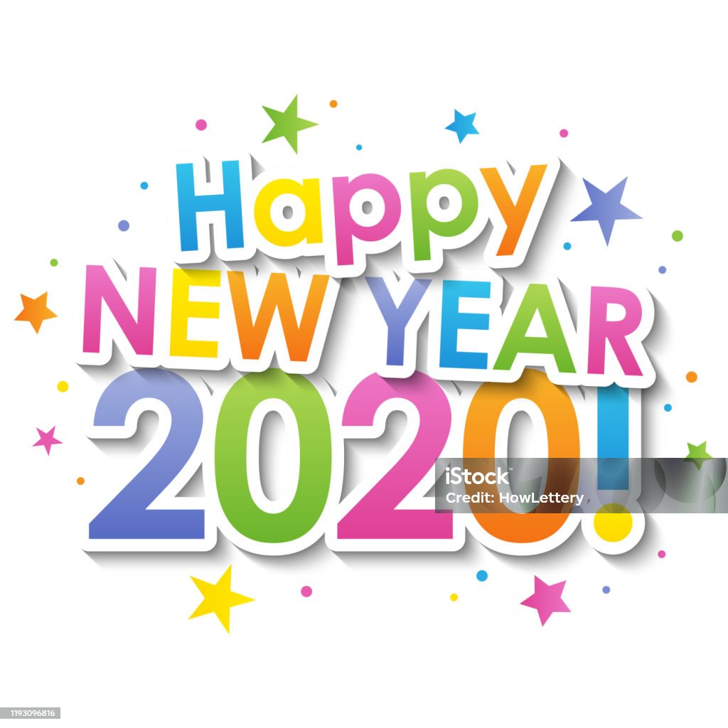 Happy New Year 2020 Colorful Vector Typography Banner Stock ...