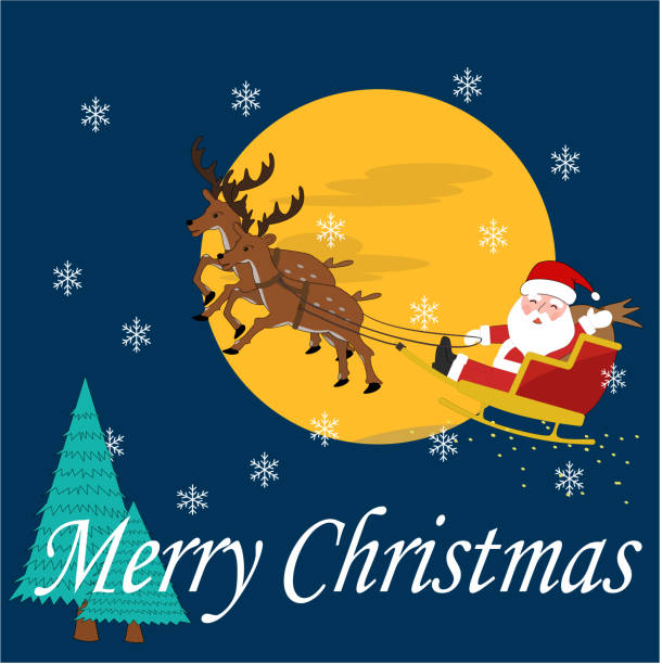 istock Merry Christmas with santa nails on the sky with the moon background 1193097108