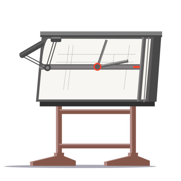 stół do kreślenia w miejscu pracy architekta i inżyniera - work tool building activity drafting sketch stock illustrations